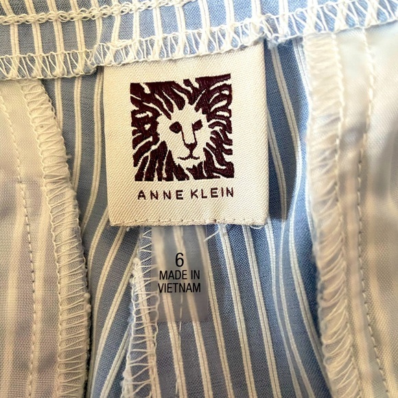 4/$25 Anne Klein Ankle Pants Size 6 Slit Ankle Elastic Waist Striped - Picture 4 of 4
